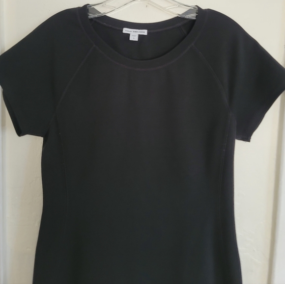 James Perse Standard Black Stretch Cotton Sheath Dress Size Large Short Sleeve - Picture 12 of 16